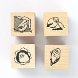 Zestaw pieczątek drewnianych | Psotny ptaszek