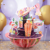 Kartka okolicznościowa Santoro Pirouettes | Urodzinowe koktajle – 3D pop-up