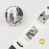 Taśma dekoracyjna Washi Miasto | Monochromatyczna