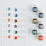 Zestaw atramentów Kakimori x TSUKI no IRO Frost | Mini Ink Bottle Set: Jul-Dec