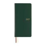 Kalendarz Tygodniowy 2027 Hobonichi Techo Weeks | Leather: Forest Green | Edycja angielska