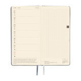 Kalendarz Tygodniowy 2027 Hobonichi Techo Weeks | Leather: Noble Silver | Edycja angielska